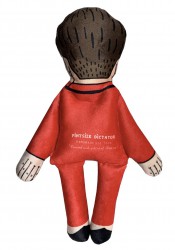 Müller Cecília in a red costume dog toy, celebrity plush doll, political parody dog toy