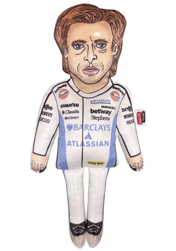 Carlos Sainz Jr. doll, formula one racer, celebrity plushies