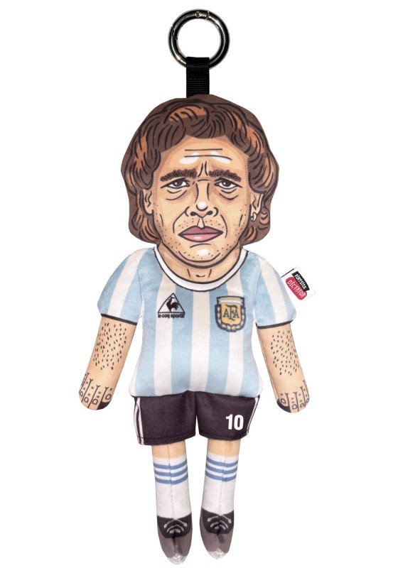 Maradona keyring, footballer textile keychain