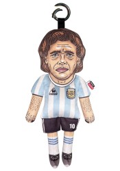 Maradona keyring, footballer textile keychain