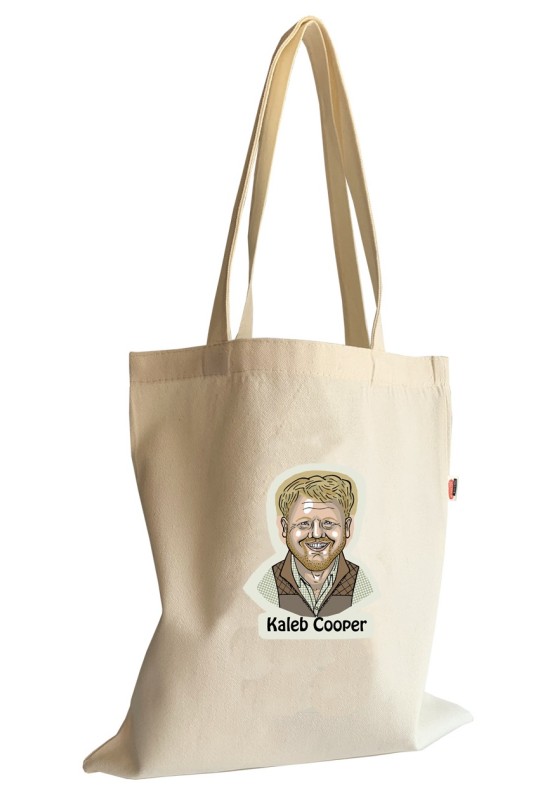 Kaleb Cooper textile tote bag, market bag, printed tote
