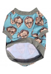 Woody blue dog T-shirt, parody dog clothes, designer pet dress